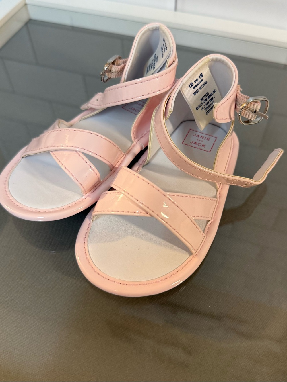 Janie and Jack Baby Pink Patent Sandals